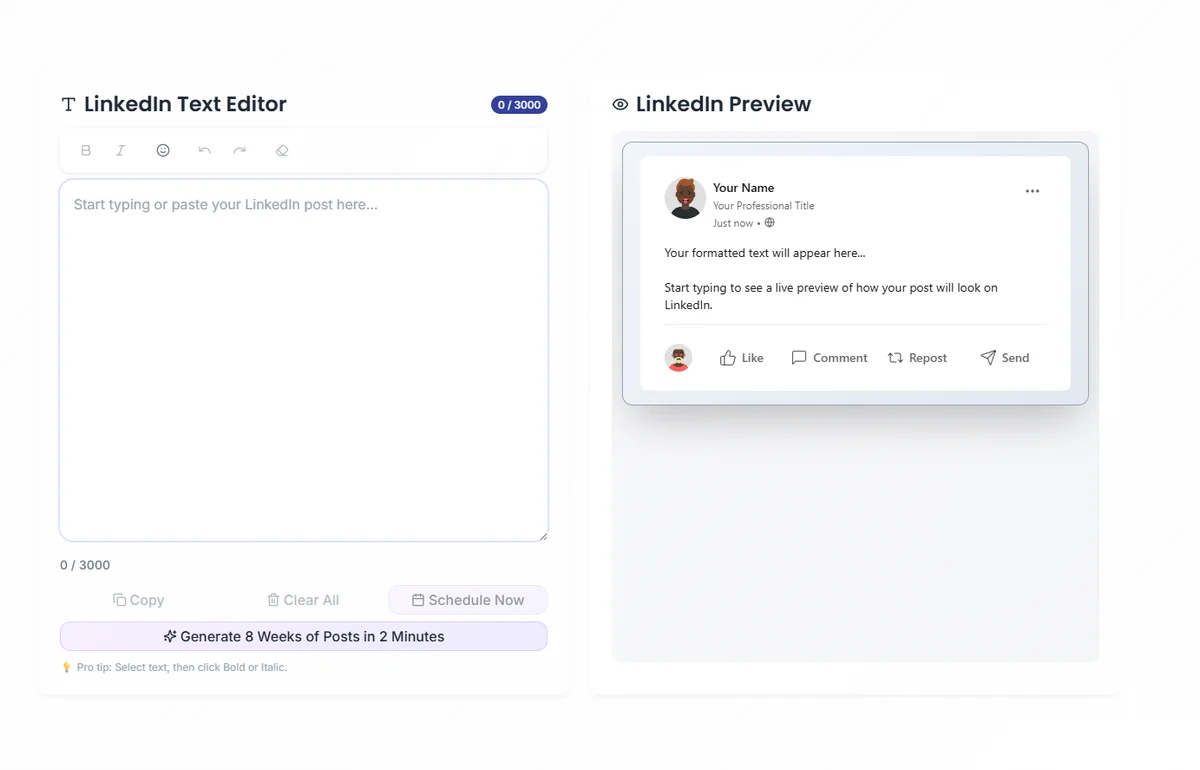 LinkedIn Text Formatter Interface
